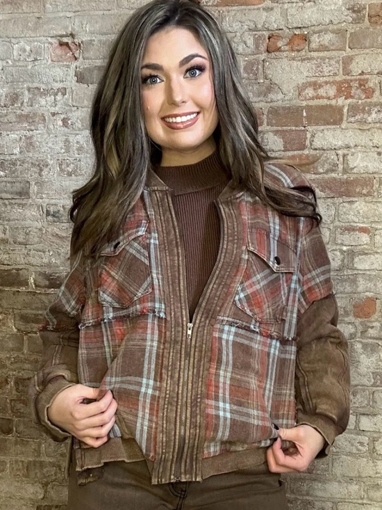 Oli & Hali Tops - Oli & Hali Rust and Cream Plaid Jacket Size Medium